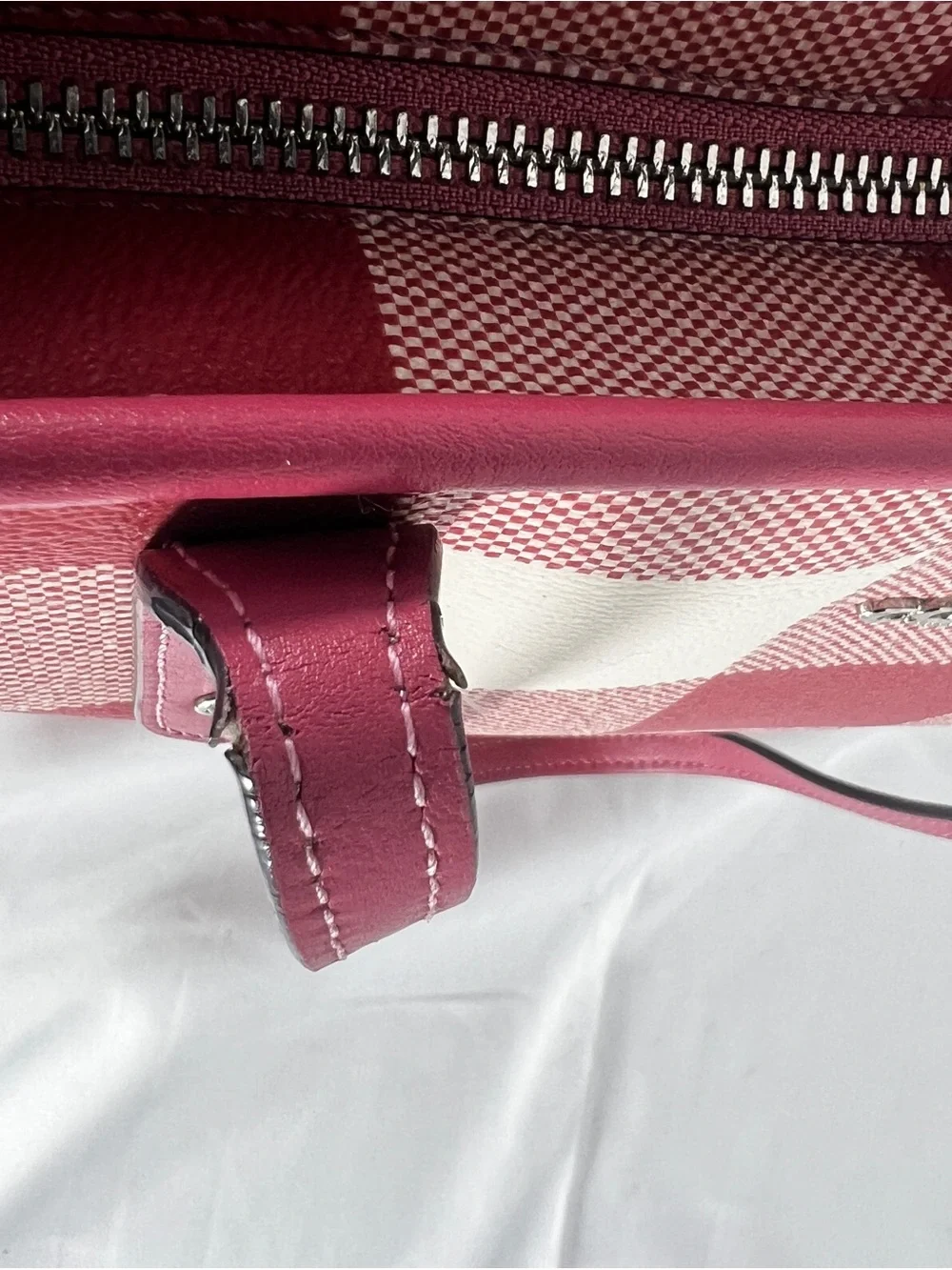 Coach Red and Cream Gingham Tote with Wristlet